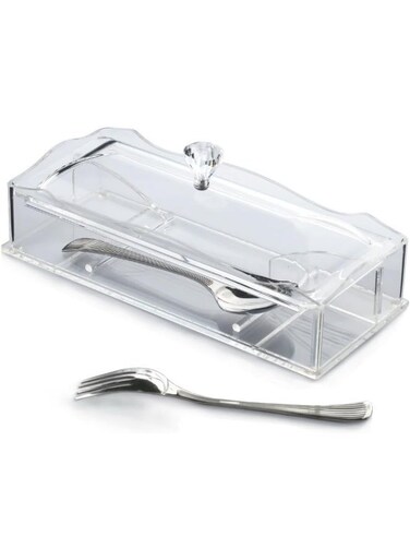 Acrylic Cutlery Holder Box Cutlery Storage Organizer Cutlery Holder With Cover Utensils Organizer For Countertop Kitchen Organizer Kitchen Accessories