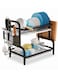 2 Tier Stainless Steel Dish Drying Rack with Utensil Holder, Cutting Board Holder &amp; Removable Drainboard Tray, Rust Resistant Kitchen Dish Drainer for Countertop, Large Capacity Dish Rack Organizer, Black 42&Atilde;&mdash;23&Atilde;&mdash;41 cm