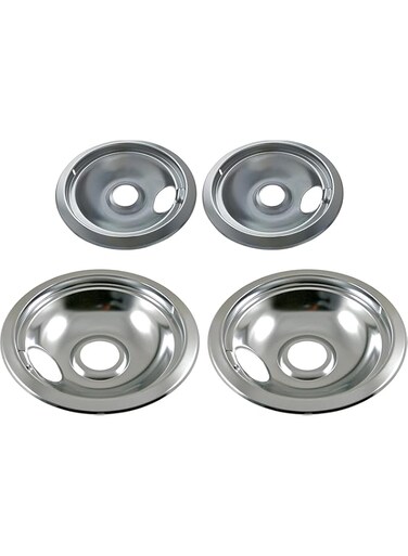 THE WHITE SHOP Chrome Drip Pan Set Replacement for Frigidaire Kenmore 316048413 and 316048414: 2 ea 6&rdquo; and 8"/A