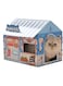 TOMVAES Cardboard Cat House with Scratcher/Catnip, Cat Play House for Indoor Cats, Cat Scratching Toy, Cat Hideaway Furniture for Cat Birthday 44 * 33 * 46cm