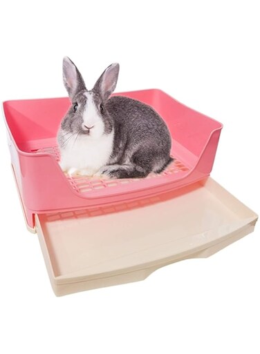 Benting Large Rabbit Potty Trainer with Removable Drawer Large Pet Litter Box for Adult Hamsters, Guinea Pigs, Ferrets, Guinea Pigs, Rabbits and Other Animals (Pink)