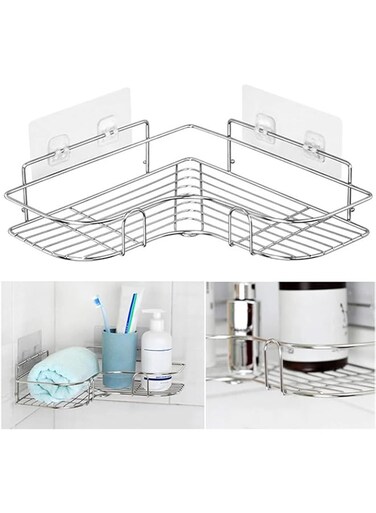 SKEIDO Corner Shower Caddy Adhesive Bathroom Stainless Steel Shelves Floating Shelves for Kitchen,Bathroom Organizer,Decor(2PCS)