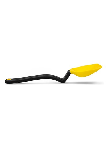 Mini Supoon Non-Stick Sit-Up Silicone Scraping Cooking Spoon, Jar Scraper, Measures 5ml Tsp, 8 Inch, Durable, Easy to Clean, Ideal for Stirring and Scraping, Yellow