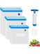 WVacFre Sous Vide Bags 15 pcs Reusable Vacuum Sealer Bags Zip Lock bag for Food Storage and Cooking BPA Free with Pump and 2 Sealing Clips