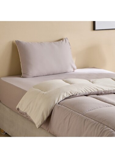 Box Luno Sleep Ease Hotel Collection 3-Piece Reversible Microfiber Single BIAB Comforter Set - 135x220 cm