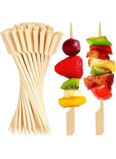 00Pcs Cocktail Picks Bamboo Skewers, For Appetizers, Paddle Wooden Skewers, Fancy Flat Toothpicks For Appetizers, 4.7 IN Bamboo Sticks, For Party Sandwich Fruit Charcuterie Boards Accessories