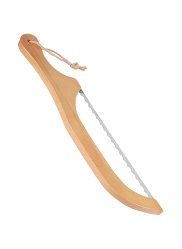 SWIUKPHE Bread Bow Knife, 15.7 Inch Stainless Steel Serrated Bread Slicer, Multi-Purpose Bread Saw Cutter, Ergonomic Wooden Handle