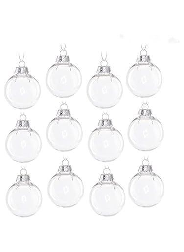 12Pcs Clear Iridescent PET Plastic Ball Baubles Balls Christmas Tree Ornament DIY Decor 6cm