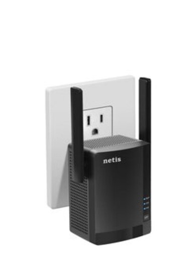 Netis E3 AC1200 Wireless Dual Band Range WiFi Extender with WPS One Button Setup, 2 High Gain Antennas and Wired Expansion Port