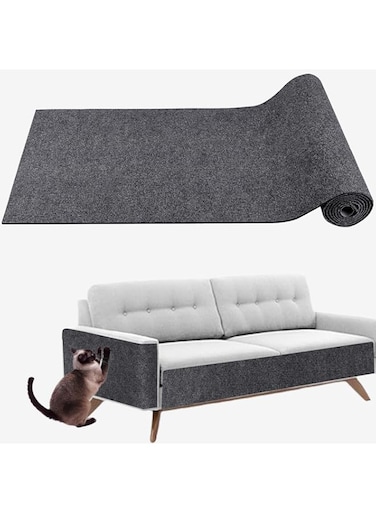 Cat Scratching Mat, 100 * 40cm Self-Adhesive Cat Scratching Post Pad, Cat Tree Shelves Cover Replacement, DIY Versatile Protector for Steps, Couch and Furniture (Gray)