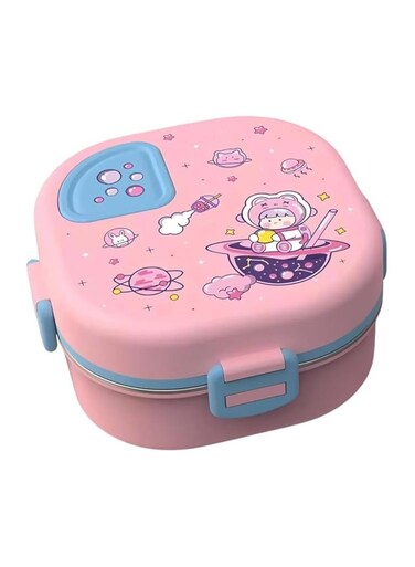 علب غداء من الفولاذ المقاوم للصدأ من موبكوس، علبة غداء بثلاثة أقسام مع وعاء، علبة بينتو للكبار والأطفال (وردي)