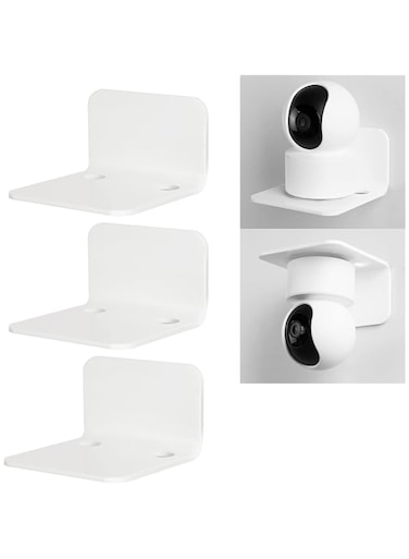 BPA&reg; White Floating Wall Shelves Set of 3 for Security Cameras, Baby Monitors, Speakers &amp; More - 10-Piece Strong Tapes,