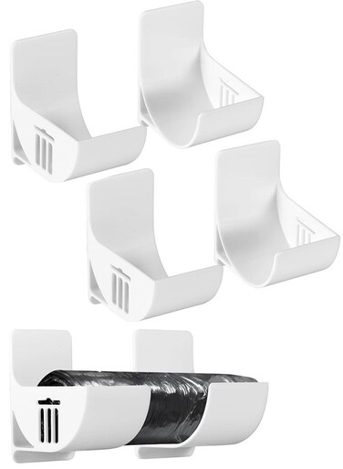 Plastic Bag Holder, No Punching Trash Bag Dispenser Plastic Bag Holder, Wall Mounted Plastic Bag Organizer Grocery Bag Holder Garbage Trash Bag Holder For Home Organization White