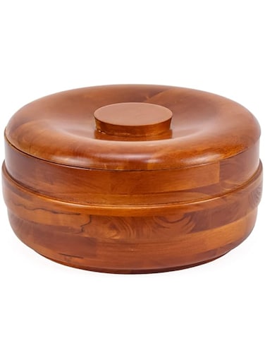 Winds Trading Rustic Wooden Bowl with Lid, S - 18 cm, Food Storage Container, Serving, Storing, Keeping Warm, Bread, Pastry, Spices, Pizza, Pet Food, Cereal