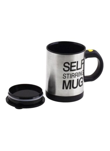 Self Stirring Mug Silver/Black 350ml