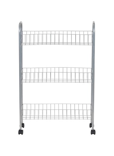 Household Essentials 7011 Slim Line 3-Tier Metal Storage Cart   Satin Silver