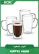 4PCS Double Walled Glass Coffee Mugs with Handle, Large Insulated Layer Coffee Cups, Clear Borosilicate Mugs, Perfect for Cappuccino, Tea, Latte, Espresso(15OZ/450ML)