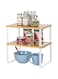 U-HOOME Kitchen Cabinet Organizer Shelf,Set of 2 Kitchen Counter Shelves,Stackable&amp;Expandable Kitchen Storage Spice Rack,Corner Organizers and Storage Rack for Pantry Spices Plates, Desk Books (White)