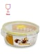 420ml Premium Borosilicate Glass Food Container Round Shape with Yellow Seal Airtight Lid for Leakproof Kitchen Storage Meal Prep Snacks Leftovers and Lunch Box