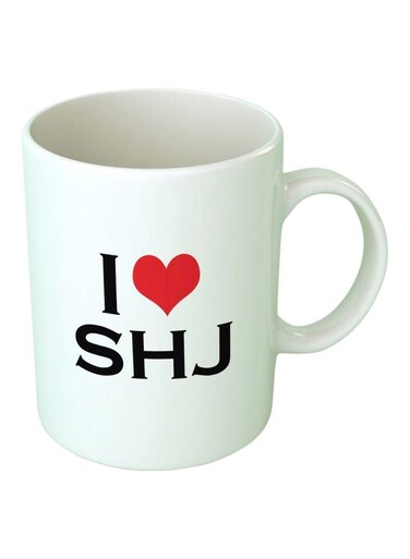 Print I Love SHJ Printed Ceramic Mug White/Black/Red