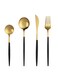 Stainless Steel Dinnerware Fork,Spoon And Knife Cutlery Set Gold/Black