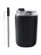 KWSLIN Stainless Steel Straw Cup, 280ml Soft Spout Straw Cup with Lid Straw and brush Portable Water Cup Mini Thermal Mug Travel Accompanying Cup Insulation and Keeping Cold, Black