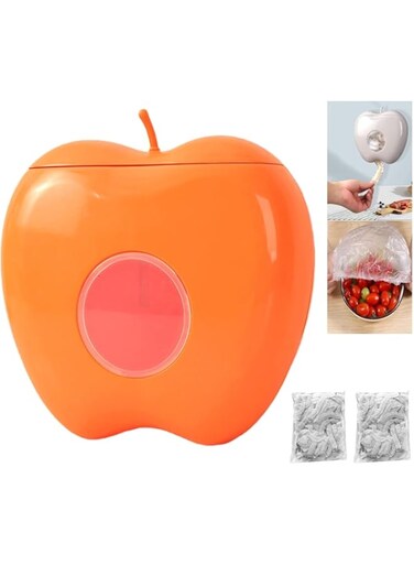 Plastic Wrap Storage Box with 200pcs Fresh Keeping Bags, 2024 New Fresh Keeping Bag Storage Box, Kitchen Wall Mounted Wrap Bag Organizers and Storage, Plastic Food Wrap Bag Storage Organizer(ORANGE)