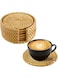 6 Pcs Rattan Drink Coasters with Holder &acirc;&euro;&ldquo; Handmade Wicker Woven Coasters &acirc;&euro;&ldquo; Natural Fiber Coaster Set for Coffee Tables, Home Decor, Bars, Dining Room &acirc;&euro;&ldquo; Absorbent &amp; Protective