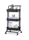3-Tier Rolling Metal Utility Cart On Wheels Moveable Storage Organizer Black 44x34x17.5cm