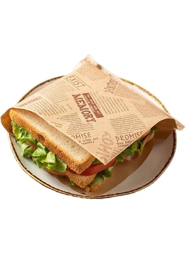 YQbest 100PCS Laminated Paper Sandwich Bags, Food Grade Grease Resistant Laminated Paper Bag, Double Open Bags for Bakery Cookies, Treats, Snacks, Sandwiches