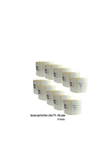 10-Piece Barcode Label Roll White Model Number : Barcode Labels 50.8mm x 25.4mm TTR 10 Pieces