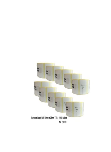 10-Piece Barcode Label Roll White Model Number : Barcode Labels 50.8mm x 25.4mm TTR 10 Pieces
