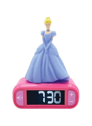 Lexibook, Disney Princess, Cinderella Nightlight alarm clock, Sounds and Melodies, LCD Backlit screen, Luminous, Snooze, Pink, RL800DP