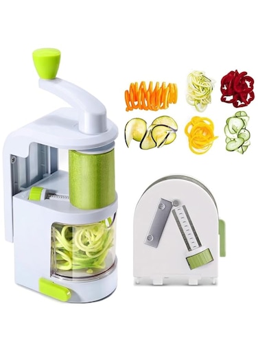 Exrp Vegetable Spiralizer 4-IN-1 Rotating Blade Veggie Spiralizer Zucchini Noodle Maker with Strong Suction Cup Spiral Vegetable Cutter Slicer