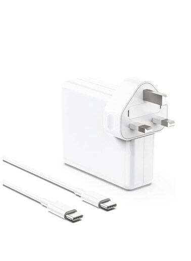 61W USB C PD Macbook Charger for Macbook Pro/Air 13 inch 2016-2022, iPad Pro 12.9/11 inch, iPhone 16 15 14 Series, A1947 and Other Type C Devices Power Adapter, USB C to USB C Cable Included