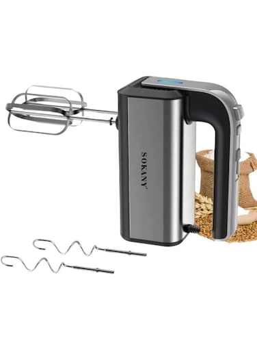 SOKANY SK-6651 Hand Mixer Electric, 800W Food Mixer 5 Speed Handheld Mixer, 2 Dough Hooks, 2 Beaters for Easy Whipping, Mixing Cookies, Brownies, Cakes, and Dough Batters, Black (Sk-6651)