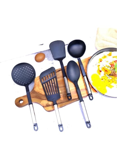 Delcasa DC2913 Nylon Kitchen Tools Set 6-Pieces, Black