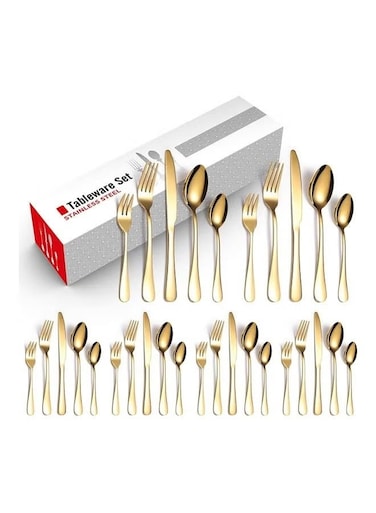 30-Piece Cutlery Set Gold Stainless Steel Gold 23cm