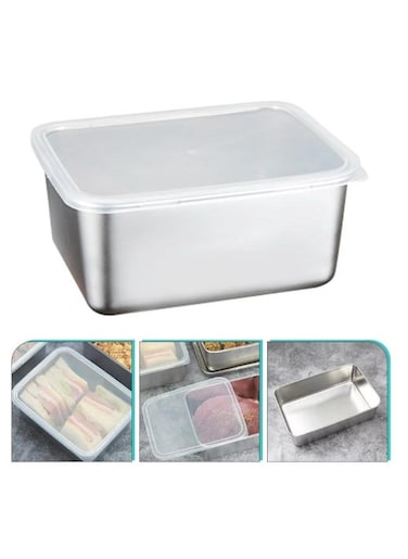 Thickened Stainless Steel Fresh-keeping Food Container with lid Food Grade Refrigerator Storage Box Size: 13.5cm