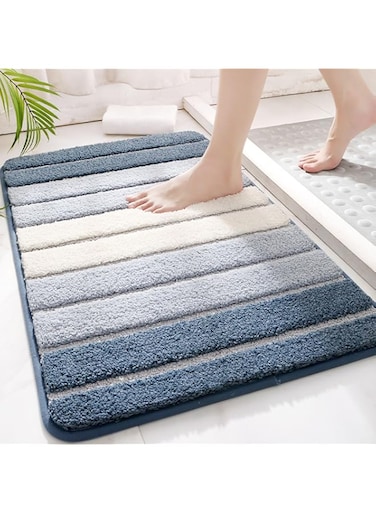 VAODO Bathroom Rugs Bath Mat, 50x80cm Non-slip Quick Drying Microfiber Shower Carpet Rug, Machine Washable for Tub, Bathroom, Bedroom, Kitchen, Blue