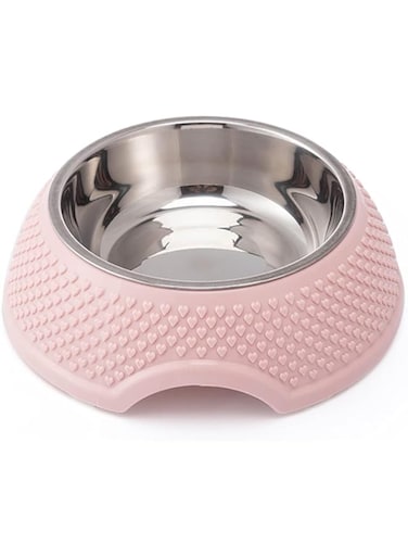 KG20 PET DOG WATER AND FOOD FEEDING BOWL Anti-Slip Slip Resistant Rubber Base Pet Feeder + FREE FOOD SCOOP FOR YOUR DOGS / CATS (PINK)