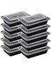 [10 Pack] Compartment Black Base with Lids Food Storage Container(28 oz) RE 28   Disposable Food Container   Meal Preparation Containers   Lunch Boxes Microwave   Freezer Safe (1 - Compartment)