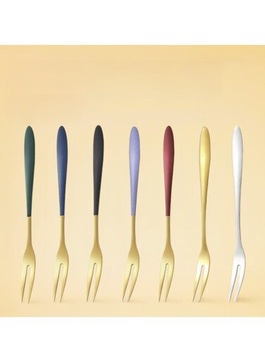 steel Fruit fork, dessert fork, Dates Fork, Home Tableware, 7 Pcs