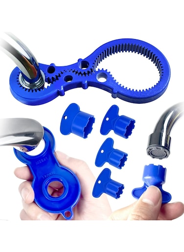 Faucet Aerator Removal Tool - Adjustable Aerator Key for 16.5 to 24 mm Tap Sizes (Blue)