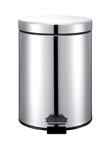 Time Portable Trash Bin With Pedal Silver/Black 17 x 26cm
