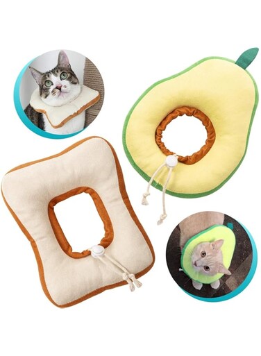 Tazweeq Adjustable Cat Cone, Cat Recovery Collar, Cat Cones After Surgery Soft Cat Collar Elizabethan Collar Donut Toast Neck Cone Collar with Edge for Kitten and Cats(2 Pieces)
