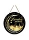Ramadan Door Sign, Eid Mubarak Wooden Hanging Decoration, Round Mubarak Wooden Welcome Sign, Black Gold Plaque for Ramadan Wall Door Party Decorations