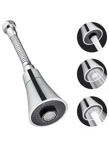 seven Swivel Faucet Aerator - 360-degree Rotating Sprayer, Flexible Water Extender, Rotatable Nozzle with 3 Water Outlet Types for Kitchen Sink, Bathroom, Bathtub