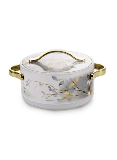 Bethany Deluxe Insulated Casserole   Plastic Hotpot with Stainless Steel Inner Lid   Double Wall Food Warmer   Floral Design with Gold Handles- AUTUMN 5000ML