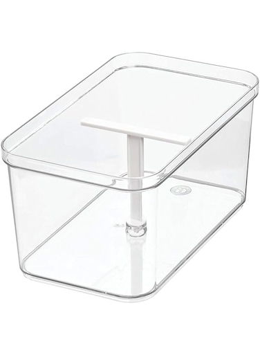 Interdesign Crisp Deep Drawer Bin with T Handle, Clear/Matte White transparent clear